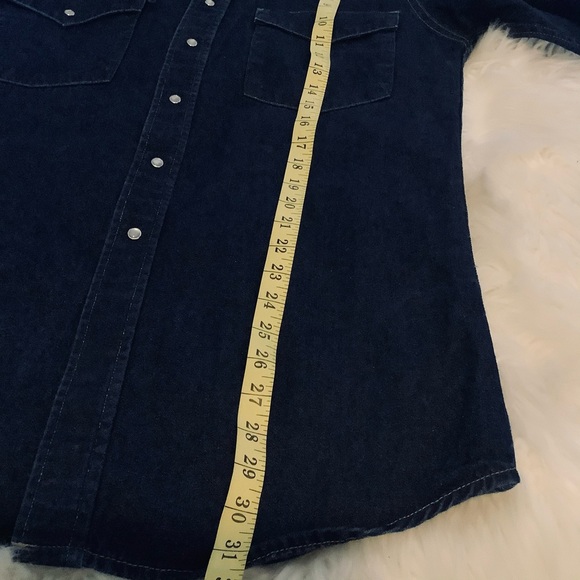 Vtg Carhartt Shirt Mens 15.5x34 Blue Denim Pearl Snap Western Cowboy USA Made - Picture 7 of 9